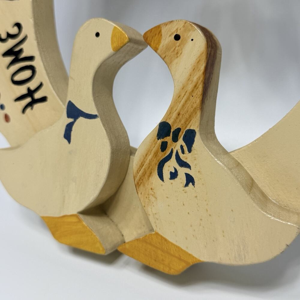 Vintage 11" Country Heart Goose Wreath Sign Home Where You Hang Your Heart 90s - Picture 4 of 8